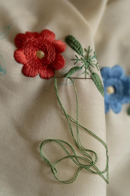 Hand embroidery closeup